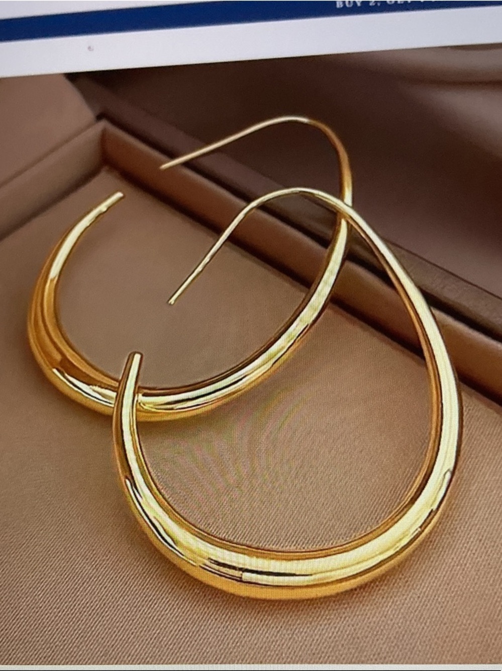 Polished Gold Teardrop Hoop Earrings for Women